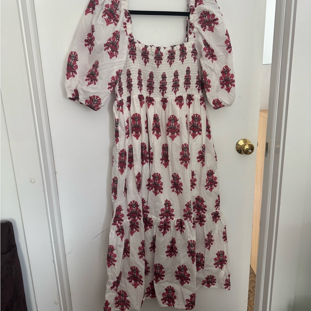 Floral Maxi Dress - White and Red